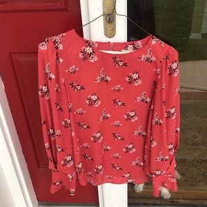 Loft Floral Coral Blouse